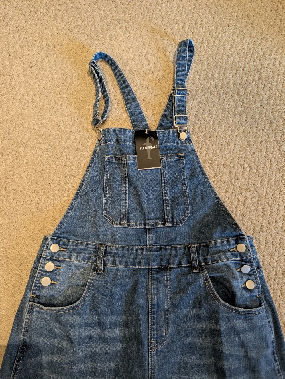 Flamingals Multi Pocket Mid Waist Straight Leg Overalls NWT Women's Medium - Picture 5 of 10